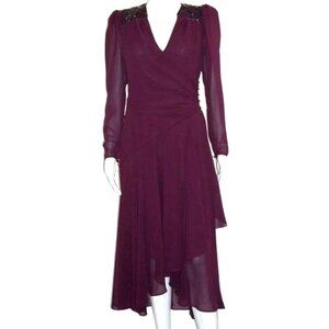 Vintage Casadei Burgundy Beaded Sequins Cocktail Party Wedding Dress